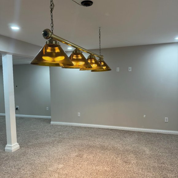 4 Lamp Light Fixture Pool Table Billiards, Gold or Polished Brass - Picture 3 of 6